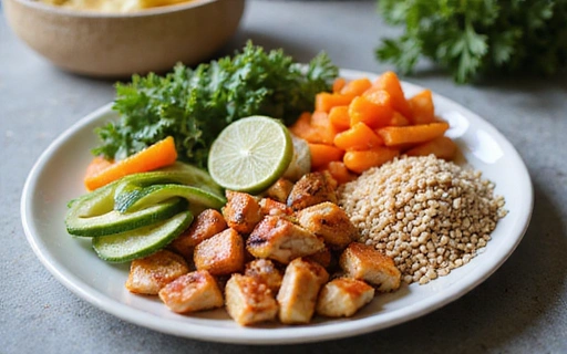 Talerz ze zdrową i kolorową żywnością symbolizujący plan dietetyczny